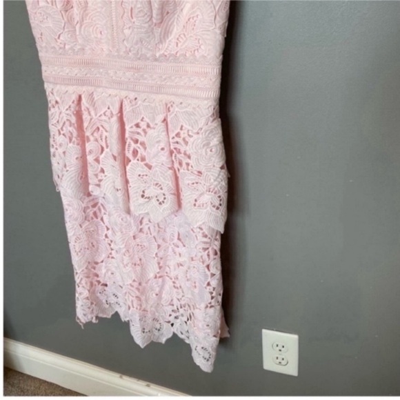 {SOLD} TED BAKER LONDON Nadiie Lace Dress Peplum Pink Sleeveless Women’s Size 1 - Picture 3 of 11